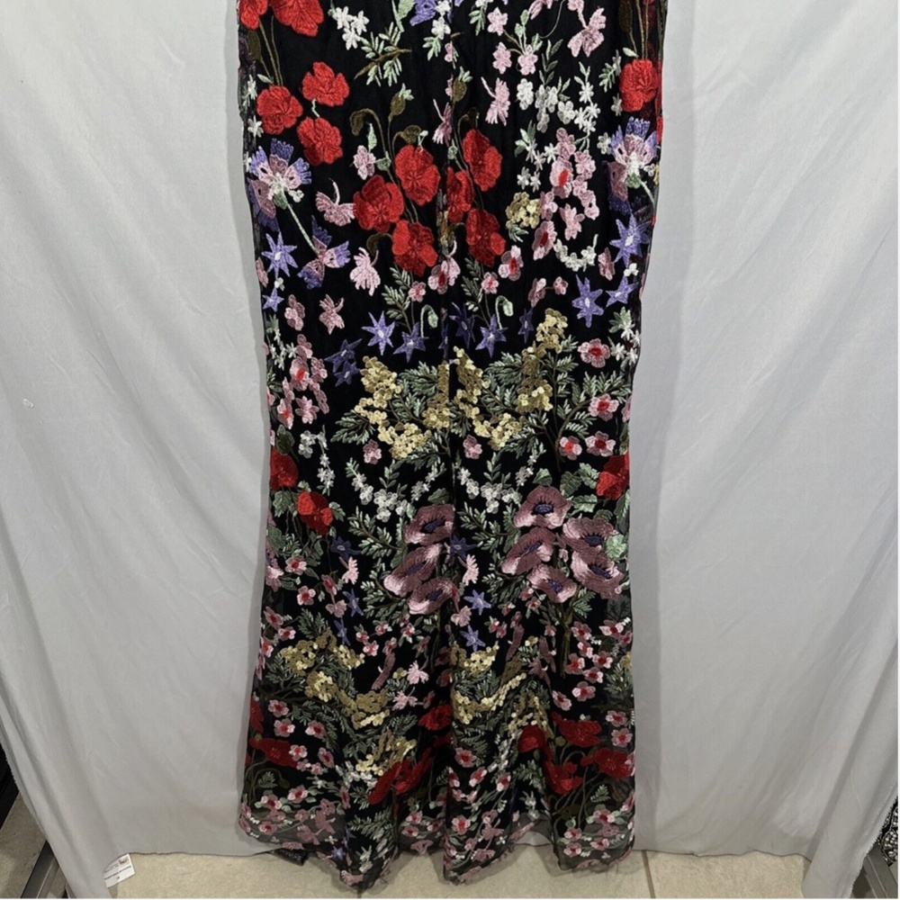 NWT $598 Mac Duggal‎ [ 8 ] Floral Lace Embroidered Sweetheart Gown Black Red - Picture 14 of 16